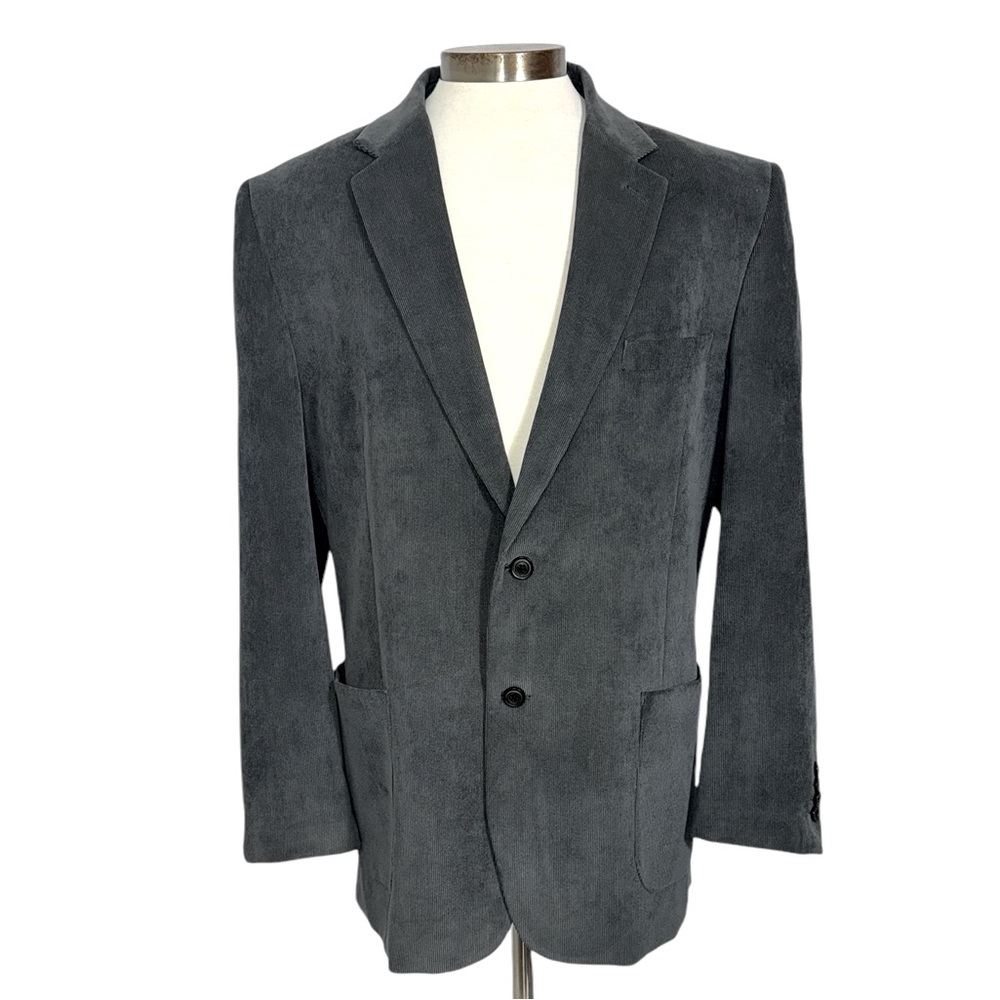 Alan Flusser Gray Corduroy Lined 2 Button Blazer Jacket Mens XL